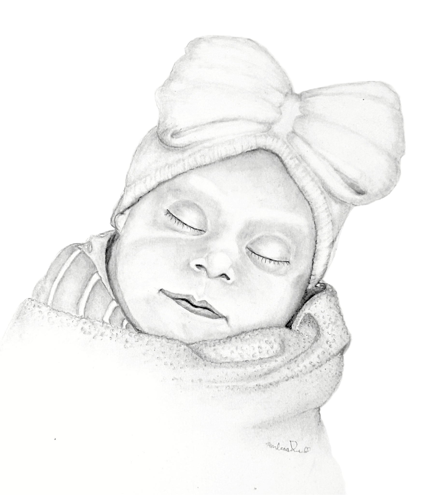Angel Baby Pencil Portrait for grieving parents wall art of angel babies memorial